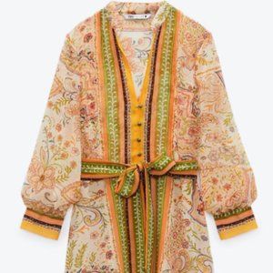 ZARA Printed Shirt Dress Sz M NWT